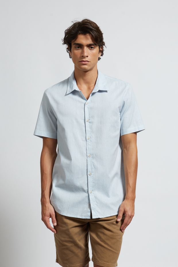 21765 - Camisa Linho Linen Villagio - Azul -1-